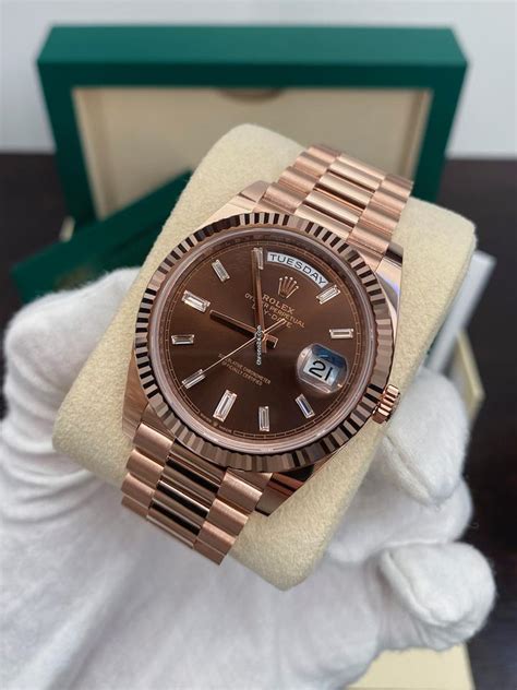 rolex day date rose gold chocolate dial|rolex day date 40 228235.